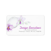 Paarse Orchideeën en SeaShell adreslabel Etiket (Voorkant)