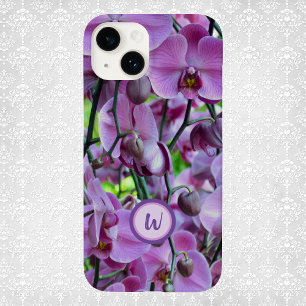 Paarse orchideeën en wijnstokken met naam Case-Mate iPhone 14 hoesje