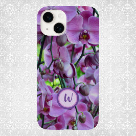 Paarse orchideeën en wijnstokken met naam Case-Mate iPhone case
