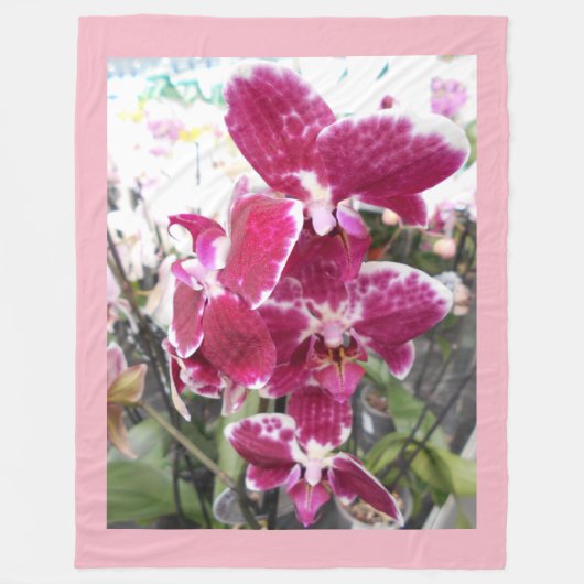 Paarse orchideeën fleece deken (Voorkant)