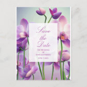 Paarse Orchideeën Floral Wedding Save Date Briefka Aankondigingskaart (Voorkant)