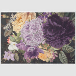 Paarse-orchideeën geel-rozen floral-bouquet tissuepapier