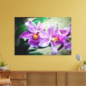 Paarse orchideeën gewikkeld canvas print (Insitu (Woonkamer))
