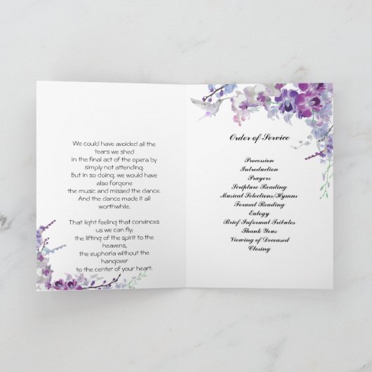 Paarse Orchideeën & het BegrafenisProgramma van de Programma (Binnen)