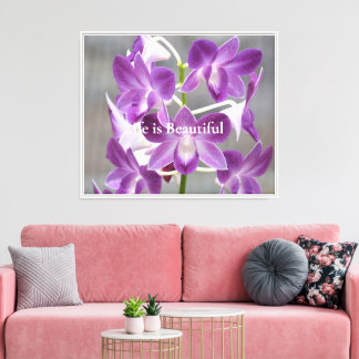 Paarse Orchideeën Kauai Hawaii Canvas Afdruk