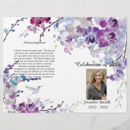 Paarse Orchideeën Kolibrie Rouprogramma Flyer