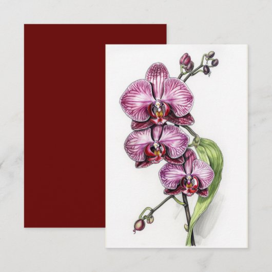Paarse orchideeën Minimalistisch blanco Bedankkaart (Voorkant / Achterkant)