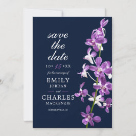 Paarse Orchideeën, Moderne Elegante Bruiloft Save The Date