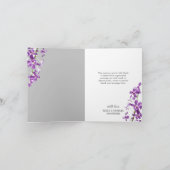 Paarse orchideeën, moderne legante bruiloft bedankkaart (Binnen)