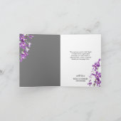 Paarse orchideeën, moderne legante bruiloft bedankkaart (Binnen)