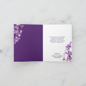 Paarse orchideeën, moderne legante bruiloft bedankkaart (Binnen)