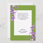 Paarse orchideeën, moderne legante bruiloft bedankkaart (Achterkant)