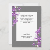 Paarse orchideeën, moderne legante bruiloft bedankkaart (Achterkant)