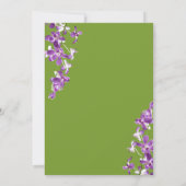 Paarse orchideeën, moderne legante bruiloft save the date (Achterkant)