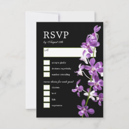 Paarse orchideeën, moderne legante RSVP-kaart RSVP Kaartje
