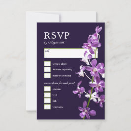 Paarse orchideeën, moderne legante RSVP-kaart RSVP Kaartje