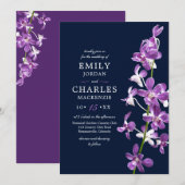 Paarse orchideeën, moderne weddenschappen kaart (Voorkant / Achterkant)