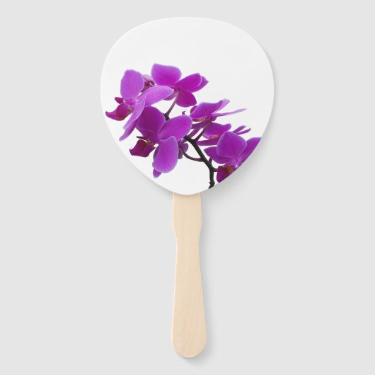 Paarse orchideeën op aanpasbare ventilator handwaaier (Voorkant)