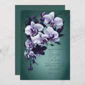 Paarse orchideeën op een groene achtergrond. kaart (Voorkant / Achterkant)