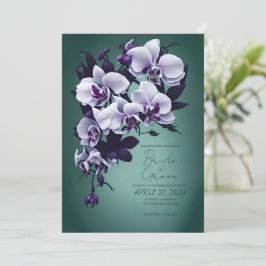 Paarse orchideeën op een groene achtergrond. kaart