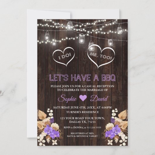 Paarse orchideeën Pampas Grass Lunaria Barn I DO B Kaart (Voorkant)