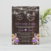 Paarse orchideeën Pampas Grass Lunaria Barn I DO B Kaart (Staand voorkant)