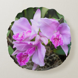 Paarse orchideeën rondreis rond kussen