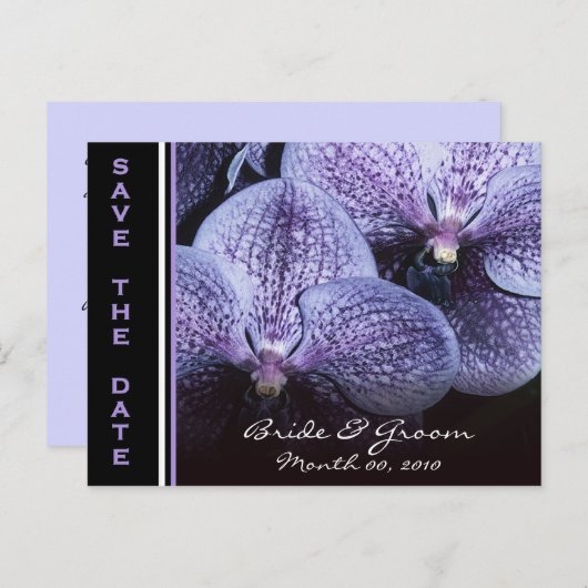Paarse Orchideeën Save the Date Briefkaarten (Voorkant / Achterkant)