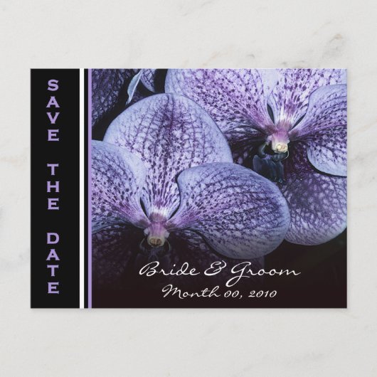 Paarse Orchideeën Save the Date Briefkaarten (Voorkant)