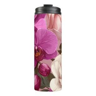 paarse orchideeën thermische tumbler thermosbeker