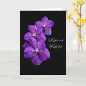Paarse orchideeën voor Griekse naamdag Kaart (Gele Bloem)
