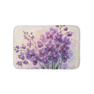 Paarse Orchideeën Waterverf Art Badmat