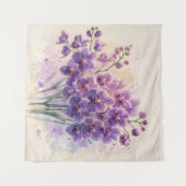 Paarse Orchideeën Waterverf Boeket Wandkleed (Voorkant (horizontaal))