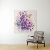 Paarse Orchideeën Waterverf Boeket Wandkleed (In Situ (horizontaal))