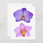 Paarse Orchideeën Waterverf Briefkaart (Voorkant / Achterkant)