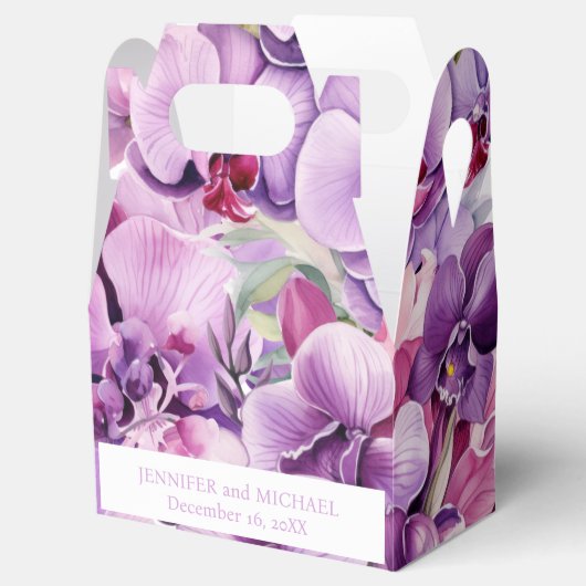 Paarse Orchideeën Waterverf Favoriete Boxen Bedankdoosjes (Geopend)