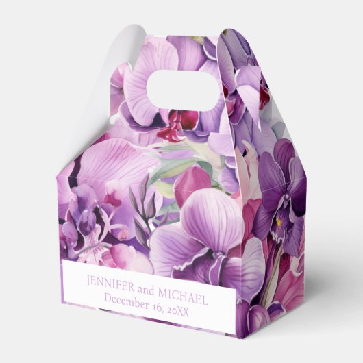 Paarse Orchideeën Waterverf Favoriete Boxen Bedankdoosjes (Voorkant Zijde)