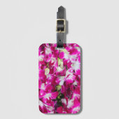 Paarse orchideeënbloemen achtergrond bagagelabel (Voorkant (verticaal))