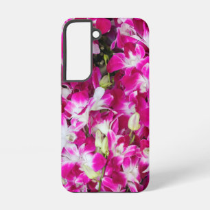 Paarse orchideeënbloemen achtergrond samsung galaxy hoesje