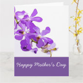 Paarse orchideeënbloemen op Moederdag Kaart (Gele Bloem)