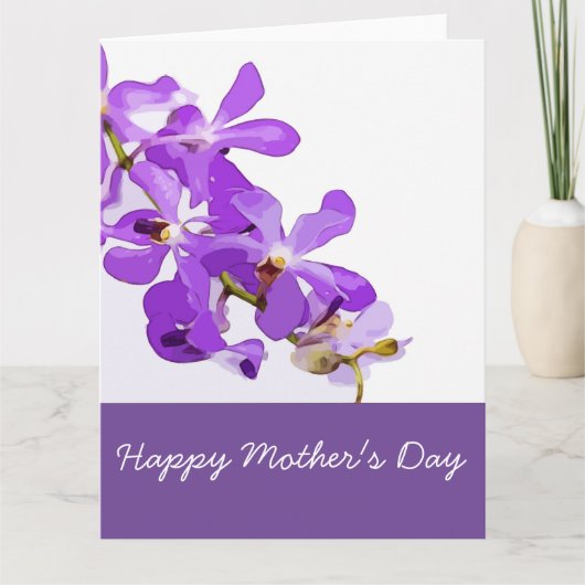 Paarse orchideeënbloemen op Moederdag Kaart (Voorkant)