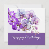 Paarse orchideeënbloemen op verjaardag kaart (Voorkant)