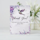 Paarse Orchids Hummingbird Dank je kaart (Staand voorkant)