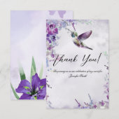 Paarse Orchids Hummingbird Dank je kaart (Voorkant / Achterkant)