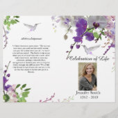 Paarse Orchids Hummingbird Funeral Program Flyer (Voorkant)
