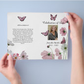 Paarse Orchids Hummingbird Funeral Program Flyer (Hand)