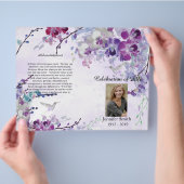 Paarse Orchids Hummingbird Funeral Program Flyer (Hand)