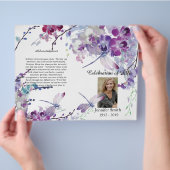 Paarse Orchids Hummingbird Funeral Programme Flyer (Hand)