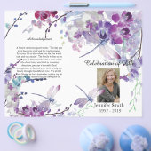 Paarse Orchids Hummingbird Funeral Programme Flyer (Enkel)