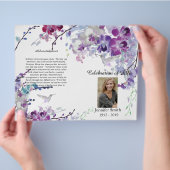 Paarse Orchids Hummingbird Funeral Programme Flyer (Hand)